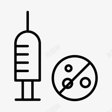 注射和细菌冠状病毒健康图标