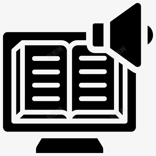 有声书电子书在线学习svg_新图网 https://ixintu.com 有声 在线学习 电子书 在线 图书 在线教育 教育 过程 字形 图标 集合