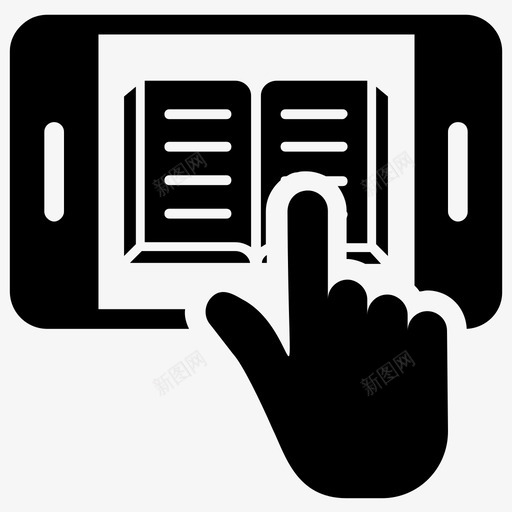 手机书电子书教育应用程序svg_新图网 https://ixintu.com 手机 教育 在线学习 电子书 应用程序 在线 图书 过程 字形 图标 集合