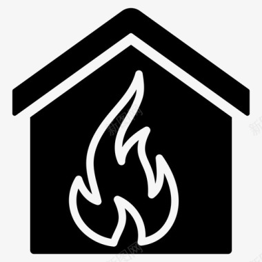 房屋火灾意外火灾保险图标