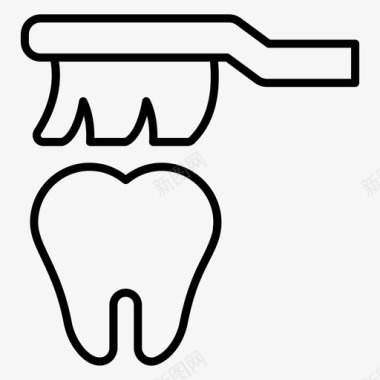 牙齿护理牙齿和刷子牙刷口腔卫生图标