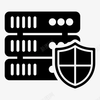 数据安全数据保护安全服务器图标
