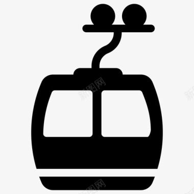 缆车滑雪缆车旅游和酒店图标