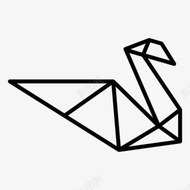 折纸天鹅动物经典图标