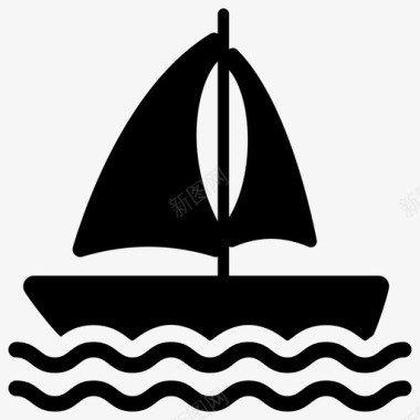 帆船划船水上漂流图标