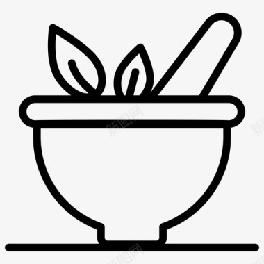 草药混合碗研钵和杵图标
