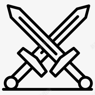交叉剑刀片匕首图标