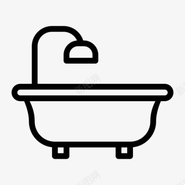 浴缸浴室家用家具图标