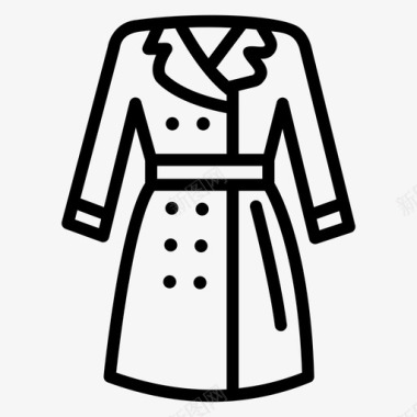 长外套服装集合女性服装线向量图标图标