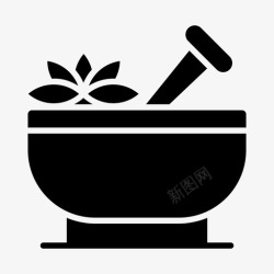 传统的医疗保健和医疗草药研钵杵药理学高清图片