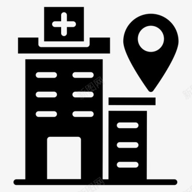 医院位置建筑位置诊所位置图标