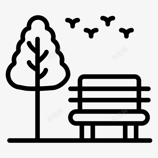 花园长凳景观户外svg_新图网 https://ixintu.com 长凳 花园 景观 户外 公园 庭院 农业 轮廓 向量 图标
