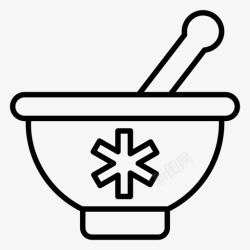 传统的医疗保健和医疗药理学草药搅拌碗高清图片