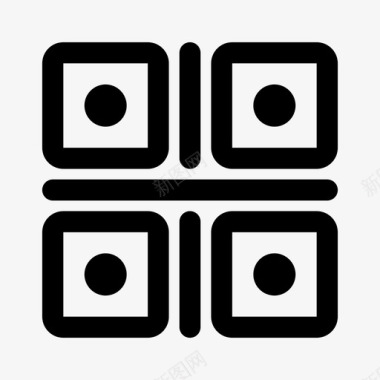 圆角二维码线图标
