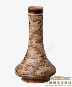 宋吉州窑彩绘海涛纹瓷瓶素材