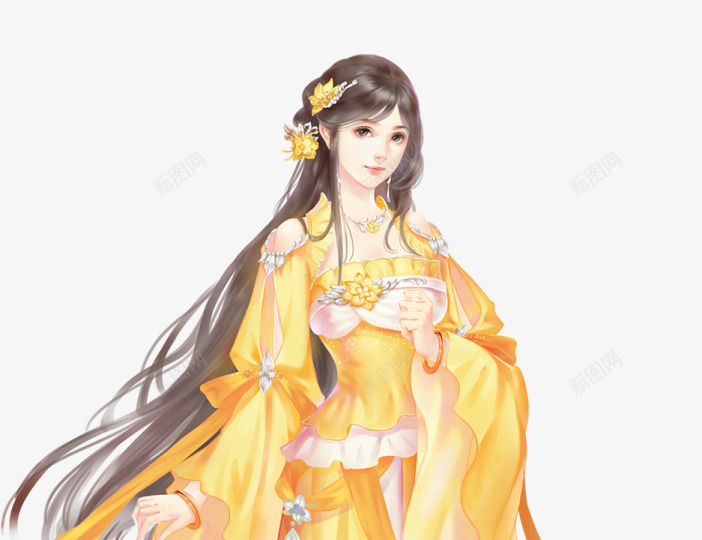 黄衣女子png免抠素材_新图网 https://ixintu.com 黄衣 女子