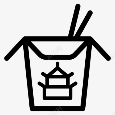 炒锅盒中国菜食品图标