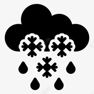 雨夹雪天气大雪雪云图标
