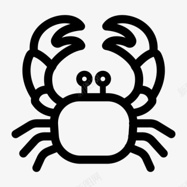 螃蟹甲壳类动物食物图标