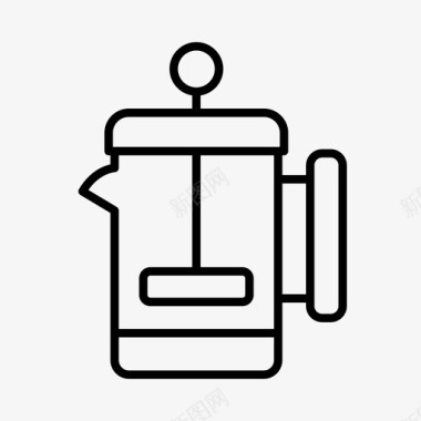 咖啡柱塞器具饮料图标