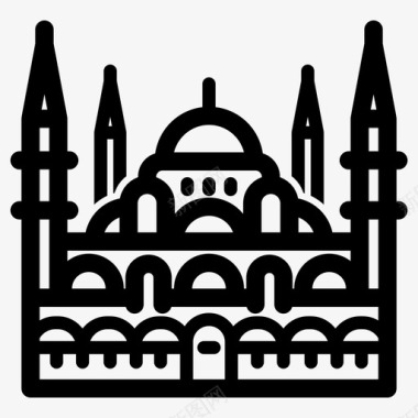 伊斯坦布尔蓝色清真寺地标土耳其图标