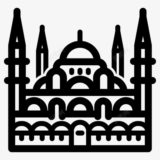 伊斯坦布尔蓝色清真寺地标土耳其svg_新图网 https://ixintu.com 伊斯坦布尔 蓝色 清真寺 地标 土耳其 城市 市地