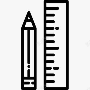 铅笔和尺子学校文具图标