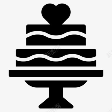 婚礼蛋糕心聚会图标