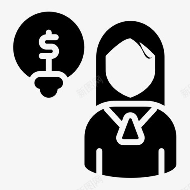女企业家观念商业经济雕文图标