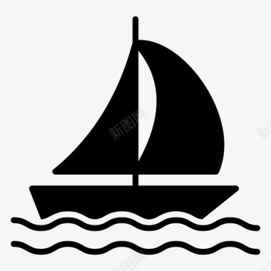 划船漂流老式船图标