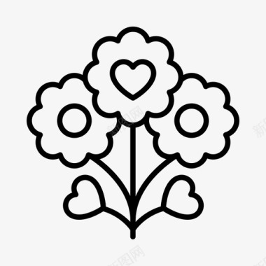 鲜花花束爱情图标