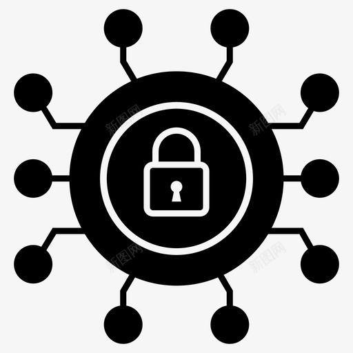 安全连接数据保护网络锁svg_新图网 https://ixintu.com 安全 连接 网络 系统 数据 保护 保护网 网络安全 安全网 主机 图标