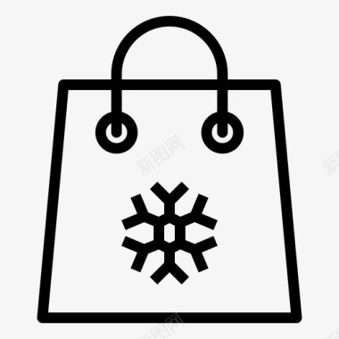 购物袋雪花冬天图标