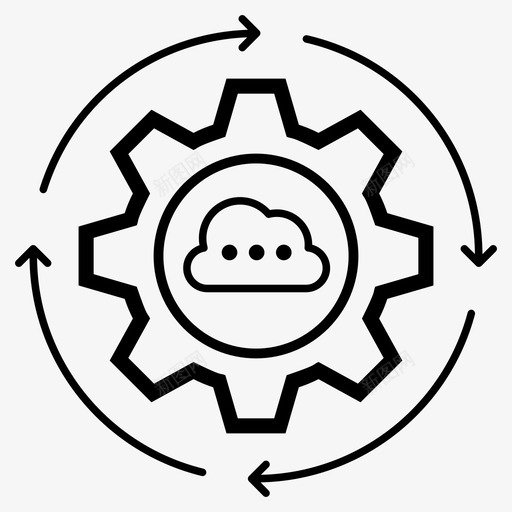 云处理云计算云配置svg_新图网 https://ixintu.com 处理 云计算 配置 维护 设置 组网 托管 管线 采集
