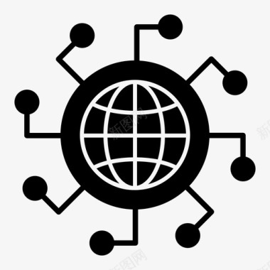 全球网络通信网络网格地球图标