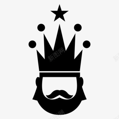 国王戴王冠的国王皇室国王图标