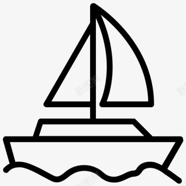 帆船游泳海滩图标