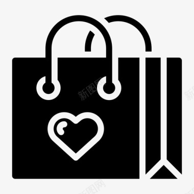 购物袋爱情情人节图标