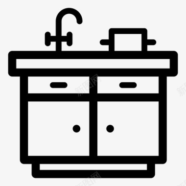 厨房岛橱柜家具图标