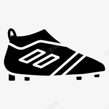 足球靴足球鞋一套体育实心矢量图标图标