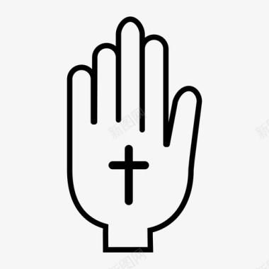 手和十字架基督教祈祷图标
