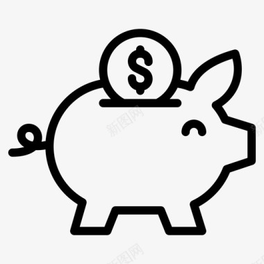 猪硬币金融图标