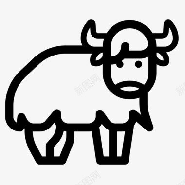牦牛牛食草动物图标