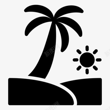 阳光沙滩户外乐趣夏天的天气图标