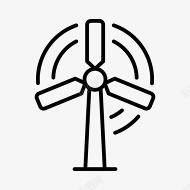 风力涡轮机生态绿色能源图标