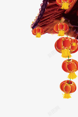 中国风红灯笼透明装饰素材