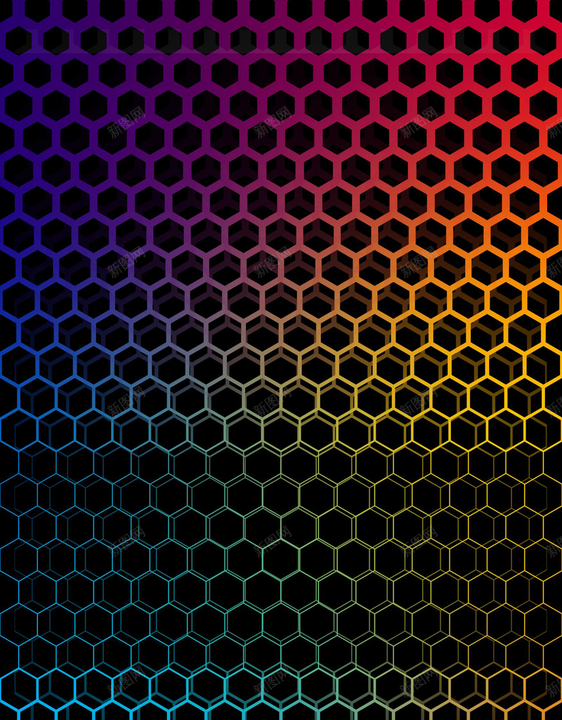 渐变色蜂窝纹理背景jpg设计背景_新图网 https://ixintu.com 六角形科技 六边形 彩色 渐变色 渐变色背景纯色图片 科技 纹理 背景 蜂窝