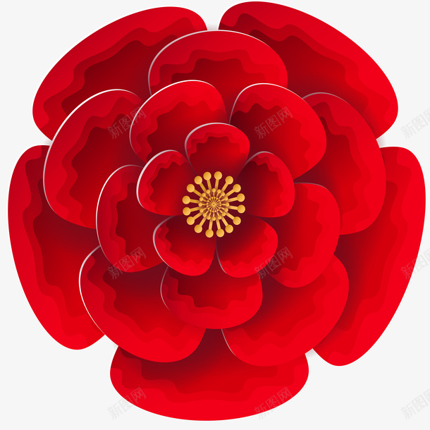 中国红立体花朵png免抠素材_新图网 https://ixintu.com 中国红立体花朵 中国红 立体 花朵 花朵剪纸