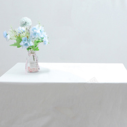 清新桌布文艺清新花瓶插画白色桌布桌子高清图片