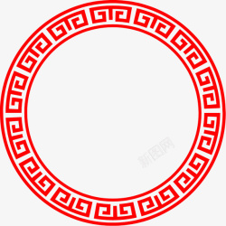 圆形斜线边框中国传统古典回纹边框元素高清图片